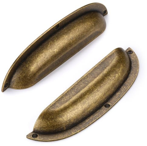 SYZOW Poignées de meuble 128mm, 6 pièce Poignée de placard antique Poignées de Coquille Vintage, Tiroir Semi-circulaires