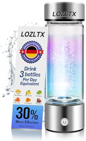 Lozltx Bouteille d'eau hydrogène 2026 - Activité H₂ stable 24 h - Eau hydrogène - Technologie SPE et teneur en H₂ n° 1 - Bouteille d'eau hydrogène avec commande à un bouton, cycle de 3 minutes et
