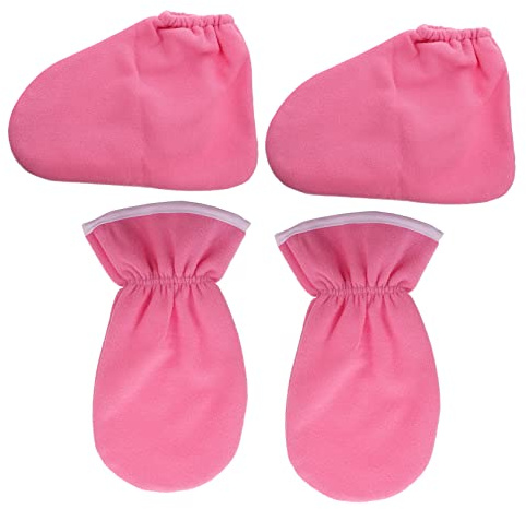 Paraffinwachs Handschuhe und Fußüberzüge 4 Stück-pack Rosa Polyester
