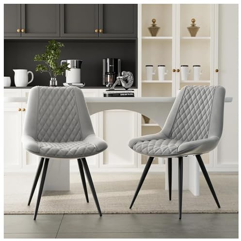 HTI living Esszimmerstuhl Astrid 2er-Set Kunstleder Grau Polsterstuhl Metallbeine