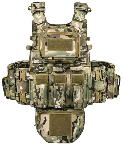 YAKEDA Tactical Training Vest with PALS System - Multi-Pocket Adjustable Straps Quick-Release Buckle for Hunting