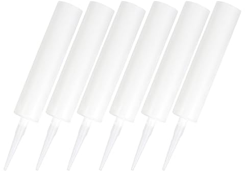 Ipetboom Lot de 6 Tubes de Mastic en Plastique Vides Rechargeables Blancs Réutilisables et Lavables pour Joints d'Étanchéité en Verre la Cuisine et Salle de Bain Application Facile