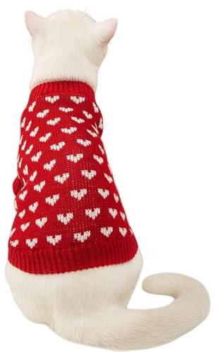 Hundepullover Kleine Hunde,Warmer Hunde Pullover Strickpullover, Winter Warme Hundebekleidung Strickpullover für Französische Bulldogge Chihuahua Yorkshire (Rot, M)