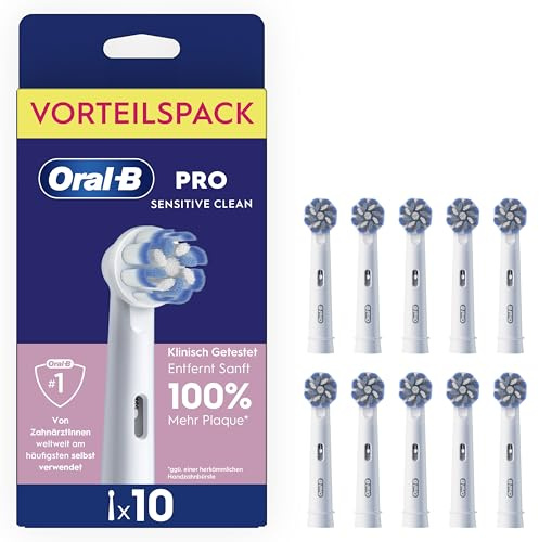 Oral-B Aufsteckbürsten PRO Sensitive Clean, Weiß, 10 Stück | Original Zahnbürstenaufsatz für Elektrische Zahnbürste, Sanfte Und Effektive Zahnreinigung