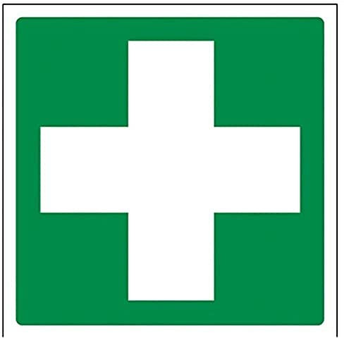 VSafety First Aid - Targa quadrata con logo di pronto soccorso, 150 x 150 mm, in plastica rigida da 1 mm