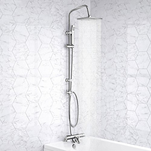 Square Chrome Thermostatic Shower Mixer Valve Bath Filler Tap Head Handset Set
