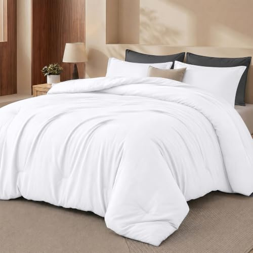 Utopia Bedding Bettdecke für Queen-Size-Betten, ultraplüschig, hypoallergen, silikonisierte Faserfüllung, Daunen-Alternative Bettdecke (weiß)