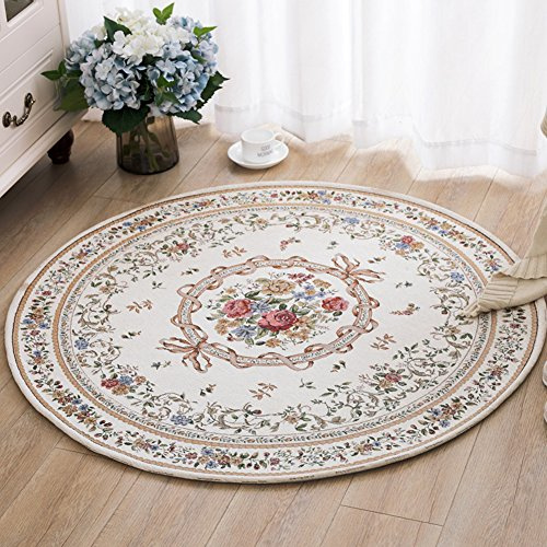 Ukeler Royal Collection New Traditional Oriental Round Rug Home Decor Collection Floral Round Rugs Carpet for Bedroom,4'x4'