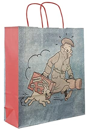 Moulinsart Recycled Paper Bag Tintin and Snowy ils arrivent !! 36x32x11cm (04241)