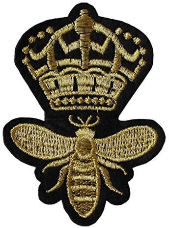 TENNER.LONDON Queen Bee Embroidery Patch Iron on or Sew on Embroidered Motif Royal Crown Transfer Royalty applique