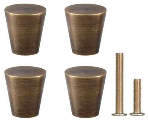 RZDEAL 4Pcs 0.79x0.98 Antique Bronze Mid Century Drawer Knobs Solid Brass Vintage Cone Cabinet Shoe Book Drawer Knob Handle (Bronze)