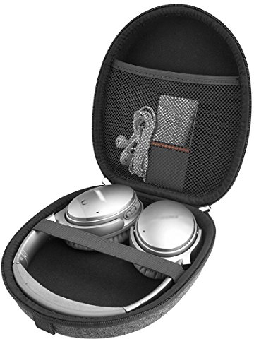 Linkidea Cuffie Custodia Compatibile con Bose QuietComfort QC45, QC35, QC35ii, AE2w, AE2i, AE2 Custodia, Custodia Protettiva con Custodia Rigida con Cavo, Caricatore (Grigio Scuro)