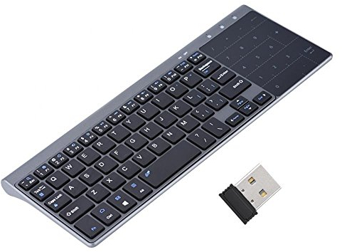 Bewinner Kabellose Tastatur, Slim Wireless Tastatur, 2,4 Ghz Wireless Tastatur Handheld mit Touchpad für PC Notebook TV Box Notebook Computer, Tragbare PC Tastatur für Outdoor
