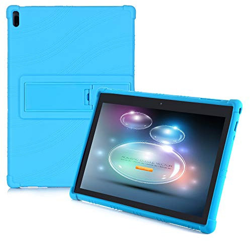 HminSen Funda para tablet Lenovo Tab E10 (TB-X104F), apta para niños, de silicona suave, ajustable, función atril para Lenovo Tab 4 10 / Tab 4 10 Plus (azul claro)
