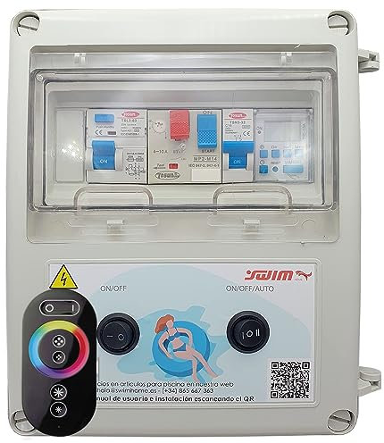 SWIMHOME Cuadro electrico para Piscina con trasformador y Control Remoto RGB