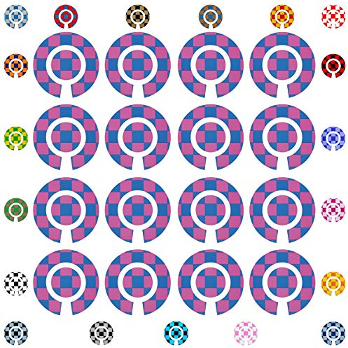 Acclaim Lawn Bowls Identification Stickers Markers Standard 5.5 cm Diameter 4 Full Sets Of 4 Self Adhesive Large Check Two Colour (Royal Blue/Pink)