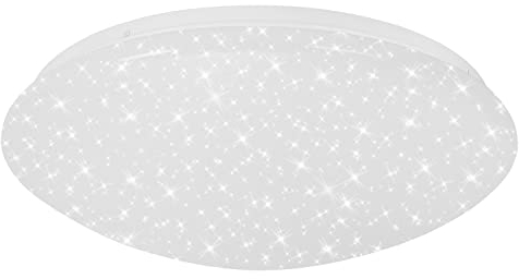 BRILONER - LED Deckenlampe Bad mit Sternenhimmel, einstellbar in warmweiß und neutralweiß, Speicherfunktion, Deckenleuchte, LED Lampe, Badlampe, Badezimmerlampe, Küchenlampe, 38,5x10 cm, Weiß