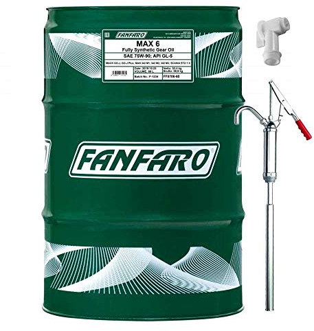 60 Liter FANFARO Getriebeöl MAX 6 75W-90 Gear Oil Öl inkl. Auslaufhahn und Handpumpe SAE API GL-4 /