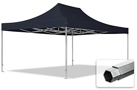 TOOLPORT ALU Pavillon Faltpavillon 4x6m ohne Seitenteile robust und wasserdicht Professional 50mm Partyzelt schwarz