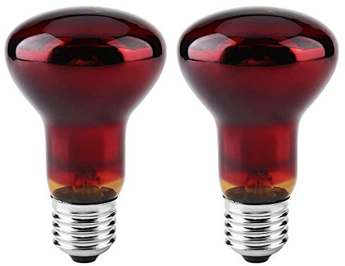 POFET 2pcs Reptile Heating Bulbs, Durable Infrared Heat Lamp Warming Light Bulb Red Pet Light for Reptile and Amphibian Lizard Tortoise Spider Snake Chameleon 220-240V(100W)
