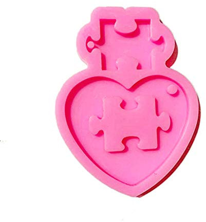 Morningmo Autistische Liebes-Puzzle Harz Gießform Herz Puzzle Anhänger Schlüsselanhänger Silikonform Puzzle Epoxidharz Formen DIY Werkzeuge