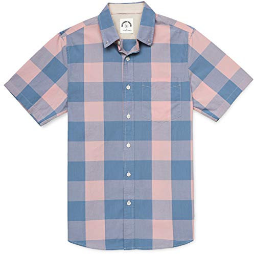 Dubinik® Chemise Homme Manches Courtes Carreaux Manche Courte Décontractée en Coton avec Poche Western Regular Fit