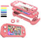 FIWWAT Switch Lite Hülle Schutzhülle für Nintendo Switch Lite, kompatibel mit Nintendo Switch Lite Cover mit eingebautem PC Displayschutz, Handgriffhülle mit 2 Daumengriffkappen, Rosa