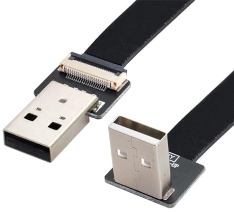 xiwai Cable FPC plano delgado de datos USB 2.0 tipo A macho a tipo A macho de 0,2 m para FPV, disco, escáner e impresora