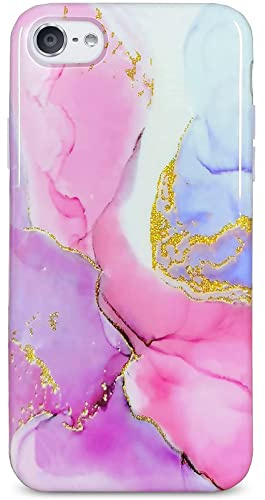J.west Hülle für iPod Touch 7 – schlanke, kratzfeste TPU-Schutzhülle mit funkelndem Gold-Glitzer-Rosa-Marmordesign; flexible, weiche Hülle passend für iPod Touch 5/6/7 (Marmor)