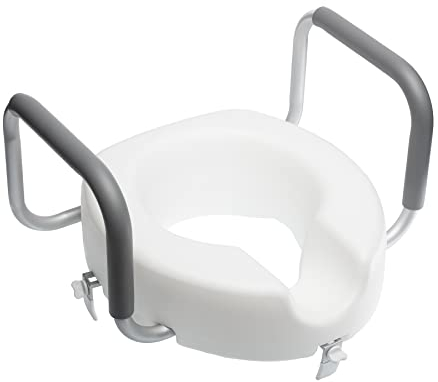 SPES - Rialzo WC per Anziani e Disabili con Braccioli - Rialzo WC Anatomico con Sistema di Fissaggio Regolabile, Rialzo Bagno Disabili e Anziani - Bianco.