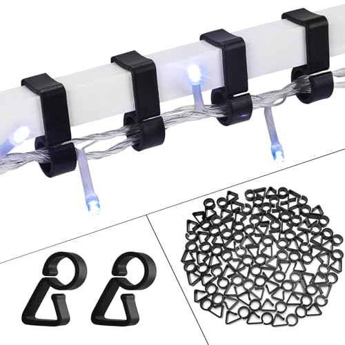 Vikdio 30 Pcs Black Gutter Hooks for Outdoor Christmas Lights, Gutter Clips for Fixing Christmas Icicle Lights on Wedding Halloween Outdoor Xmas Decoration Party Garden Tree Window