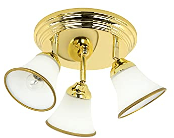 Licht-Erlebnisse Jugendstil Deckenlampe, Deckenleuchte Gold, Glas, Metall, Vintage Deckenlampe, Deckenleuchte Flur, Ø23 cm, 3-flammig, blendarm, Deckenlampe Bad E14