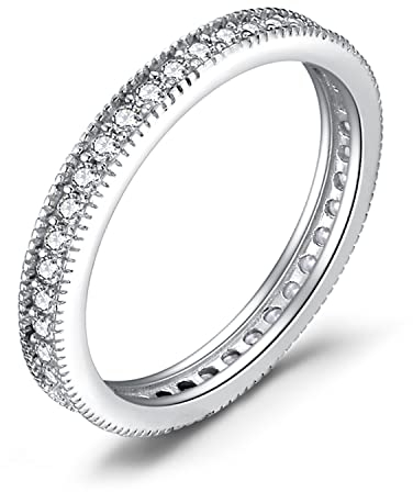 JewelryPalace Éternité Band Empilable Zircone Cubique Bague Femme Argent Sterling 925, Éternel Bague de Fiançailles Femme, Bagues Anniversaire Mariage Promise Alliance, Bijoux Femme