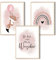 MeinBaby123® Bilder Kinderzimmer | 3er Set DIN A4 | Wandbilder | Poster | Mädchen und Jungen | Babyzimmer Deko | Wandposter Premium (Fuchs & Luftballon rosa)