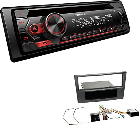 Pioneer DEH-S320BT 1-DIN Autoradio Bluetooth CD-Tuner USB Spotify inkl. Einbauset passend für Opel Astra H 2004-2010 Charcoal-metallic inkl Canbus