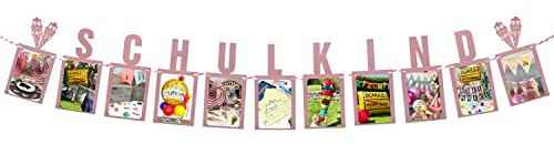 Oblique Unique Schulkind Girlande für Jungen und Mädchen mit Platz für eigene Fotos Banner für Schuleinführung Einschulung Schulanfang Schulstart Hänge Deko Dekoration (Schulkind Rosa)