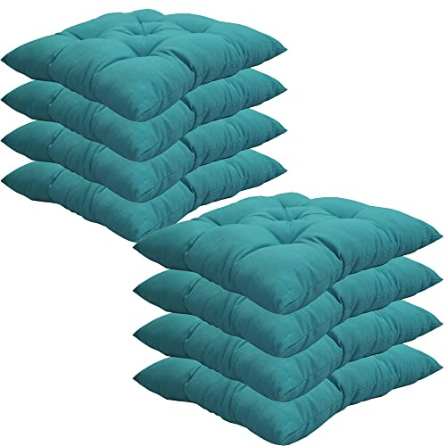 NYVI Stuhlkissen 38x38 cm ComfySeat Aqua 8er Set - Sitzkissen mit 6 cm Comfort Sitzpolster - Indoor & Outdoor - Gartenstuhlkissen aus Baumwoll-Mischgewebe - ÖkoTex 100
