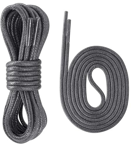 Yusimu 2 Pares de Cordones Redondos Encerados para Zapatos | 2,5 mm Delgados y Duraderos para Oxfords, Brogues y Derby | Cordones Unisex para Zapatos Escolares y de Negocios,Gris,60 cm