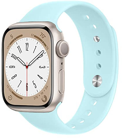 DMVEIMAL para Correa Apple Watch 44mm 40mm 45mm 41mm Series 9/8/7 iWatch se 6 5 4 3 42mm 38mm hombr/Mujer,Bracelet Silicona Deportiva Pulsera Apple Watch Ultra/2 49mm Band Strap Reloj,Turquesa