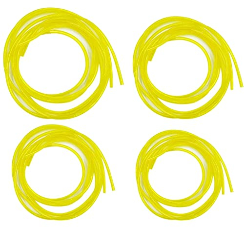 HUAZIZ 4 Pezzi Tubo del Carburante Universale Flessibile - Benzina, Gasolio, Olio Diesel, Acqua - 4 Dimensioni per Trimmer, Tagliasiepi, Motosega - Giallo