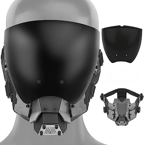 Zhongren Masque cyber punk pour cosplay - Demi-masque amovible anti-buée pour homme et femme - Accessoire de fête d'Halloween - Festival de musique