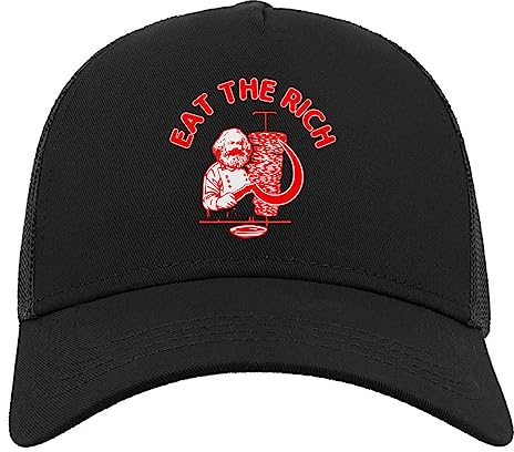 Eat The Rich Karl Marx Halbmaschige Trucker-Cap-Baseballmütze aus Baumwolle Schwarz
