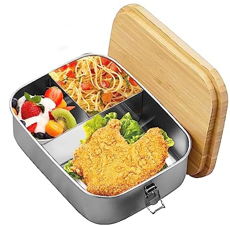 Bento Lunch Box Bambou, Bento Lunch Box Adulte, 1200 ml Boite Hermetique Repas, Boîtes à Bento En Acier Inoxydable Pour Enfants Et Adultes, Pour L'école, Le Travail Et Le Pique-Nique