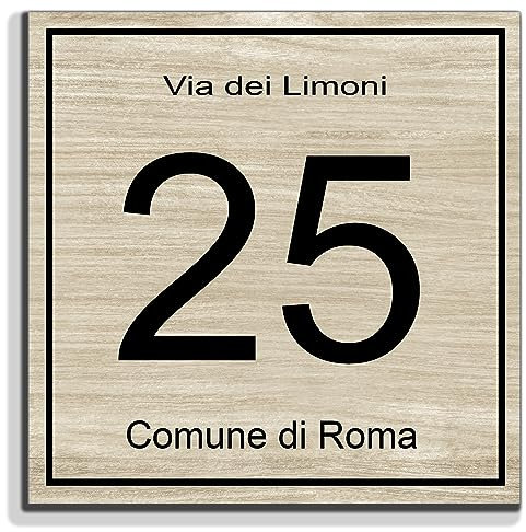 Stileitaliano targa numero civico in alluminio per esterno personalizzato con trattamento anti UV (Rovere)