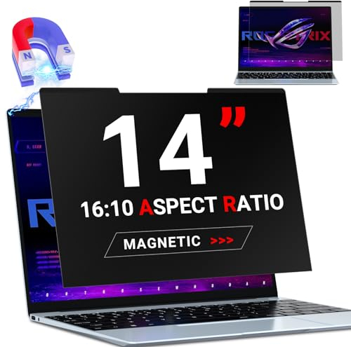 ZOEGAA Magnetischer Laptop Sichtschutz 14 Zoll Seitenverhältnis 16:10 für Lenovo Hp Dell Acer Asus, Abnehmbarer Anti Blaulicht Blickschutzfolie Sichtschutzfolie Laptop Entwickelt&Produziert