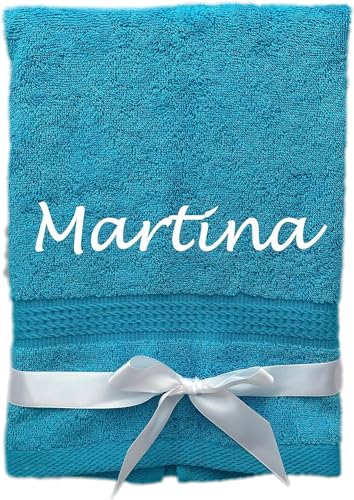 KIDDI-MEDIA Gästehandtuch/Gästetuch mit personalisierter Bestickung wie z.B. Name / 30x50cm | 500 g/m² | 100% Baumwolle Frottier (30 x 50 cm, Türkis)