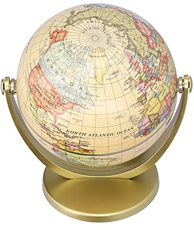 Weltkugel mit Goldener Basis, Mini-Weltkarten-Globus, Englische Ausgabe, Desktop-Lehrmittel für Drehbare Erde, Geographie-Globus, Lebendige Farben, Langlebige Materialien