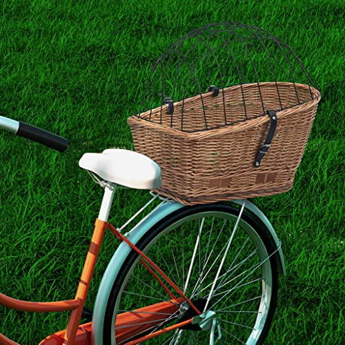 Möbel-Sets-Bike Heckkorb mit Abdeckung 55x31x36 cm Natur Weide