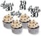 24 PCS Glitter 30th Birthday Cupcake Toppers for Celebrating Thirty Years Old Birthday Party Decorations for 30th Anniversary Party Supplies (Black)