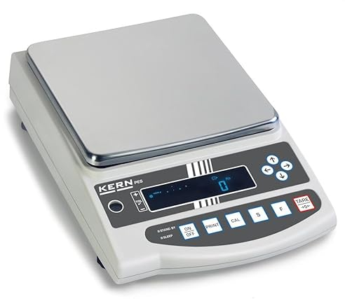 Kern PEJ 4200-2M - Präzisionswaage, Robuste Labor- und Industrie-Präzisionswaage, Ablesbarkeit [d]: 0,01 g, Wägebereich [Max]: 4200 g, Wägeplatte: BxT 200x200 mm (Edelstahl), GEEICHT